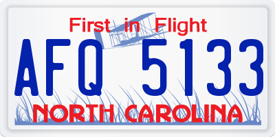NC license plate AFQ5133