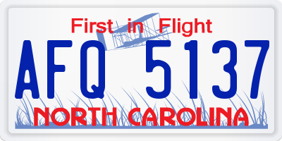 NC license plate AFQ5137