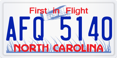 NC license plate AFQ5140