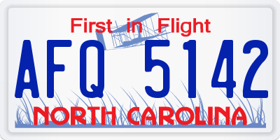 NC license plate AFQ5142