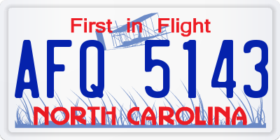 NC license plate AFQ5143
