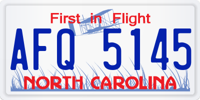 NC license plate AFQ5145
