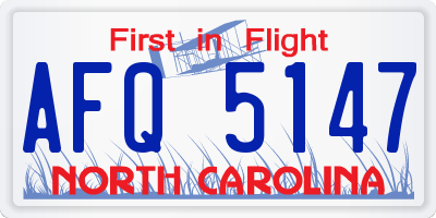 NC license plate AFQ5147