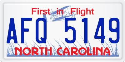 NC license plate AFQ5149