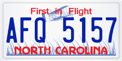 NC license plate AFQ5157