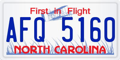 NC license plate AFQ5160