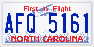 NC license plate AFQ5161