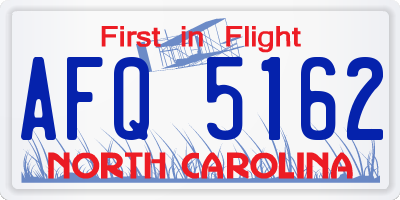 NC license plate AFQ5162