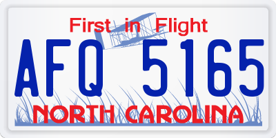 NC license plate AFQ5165