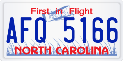 NC license plate AFQ5166