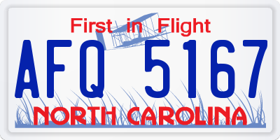 NC license plate AFQ5167