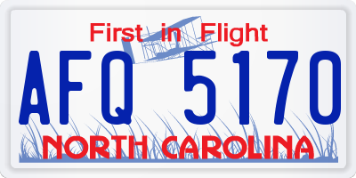 NC license plate AFQ5170