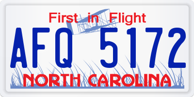 NC license plate AFQ5172