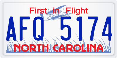 NC license plate AFQ5174