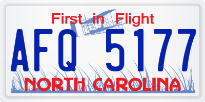 NC license plate AFQ5177