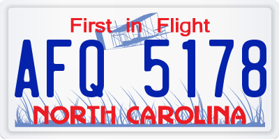 NC license plate AFQ5178