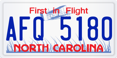 NC license plate AFQ5180
