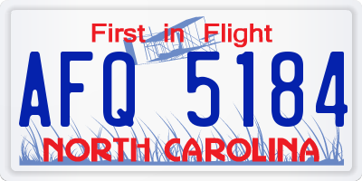 NC license plate AFQ5184