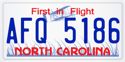 NC license plate AFQ5186