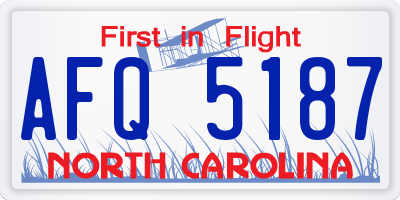 NC license plate AFQ5187