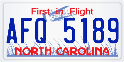 NC license plate AFQ5189