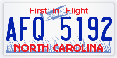 NC license plate AFQ5192