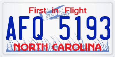 NC license plate AFQ5193