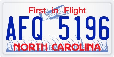 NC license plate AFQ5196