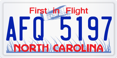 NC license plate AFQ5197