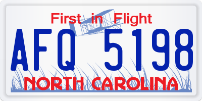 NC license plate AFQ5198