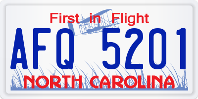 NC license plate AFQ5201