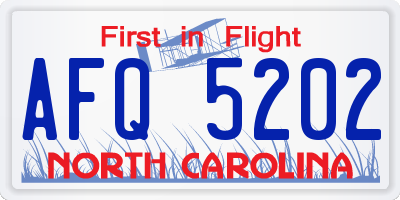 NC license plate AFQ5202
