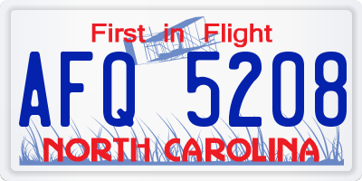 NC license plate AFQ5208