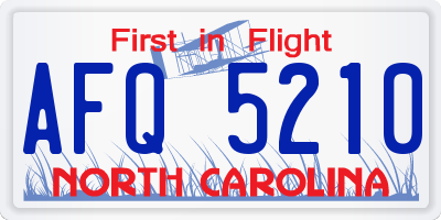 NC license plate AFQ5210