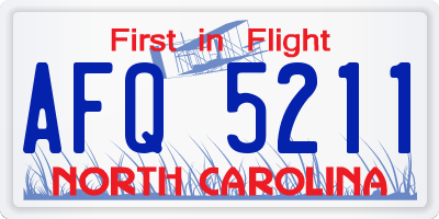NC license plate AFQ5211