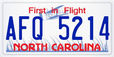 NC license plate AFQ5214