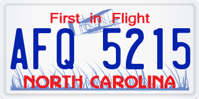 NC license plate AFQ5215