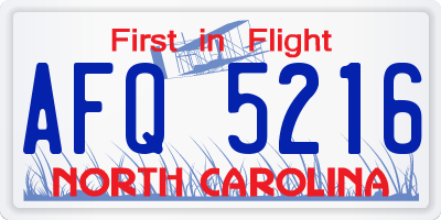 NC license plate AFQ5216