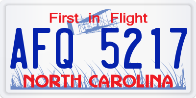 NC license plate AFQ5217