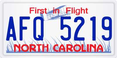NC license plate AFQ5219