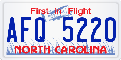 NC license plate AFQ5220