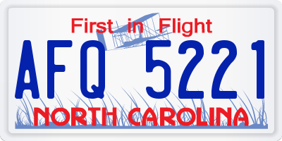 NC license plate AFQ5221