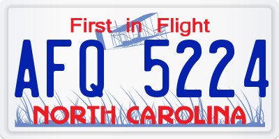 NC license plate AFQ5224