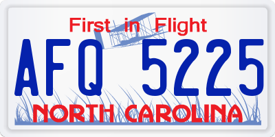 NC license plate AFQ5225