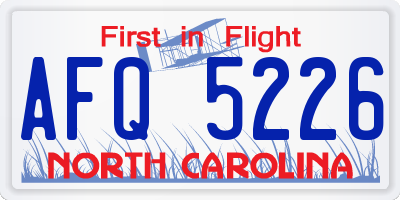 NC license plate AFQ5226