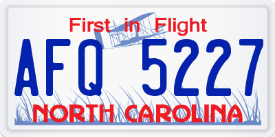 NC license plate AFQ5227