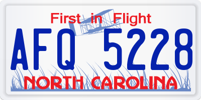 NC license plate AFQ5228