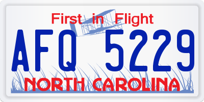 NC license plate AFQ5229