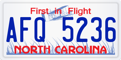 NC license plate AFQ5236