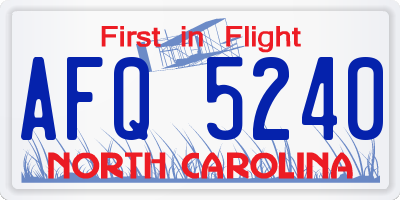 NC license plate AFQ5240